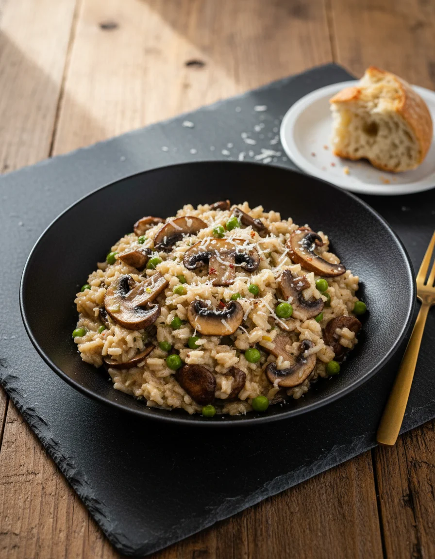 Mushroom and Pea Risotto