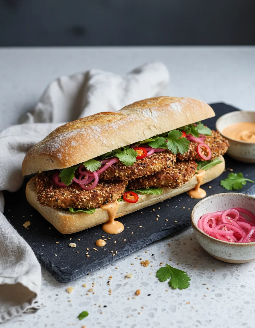 Aubergine Schnitzel Sandwich