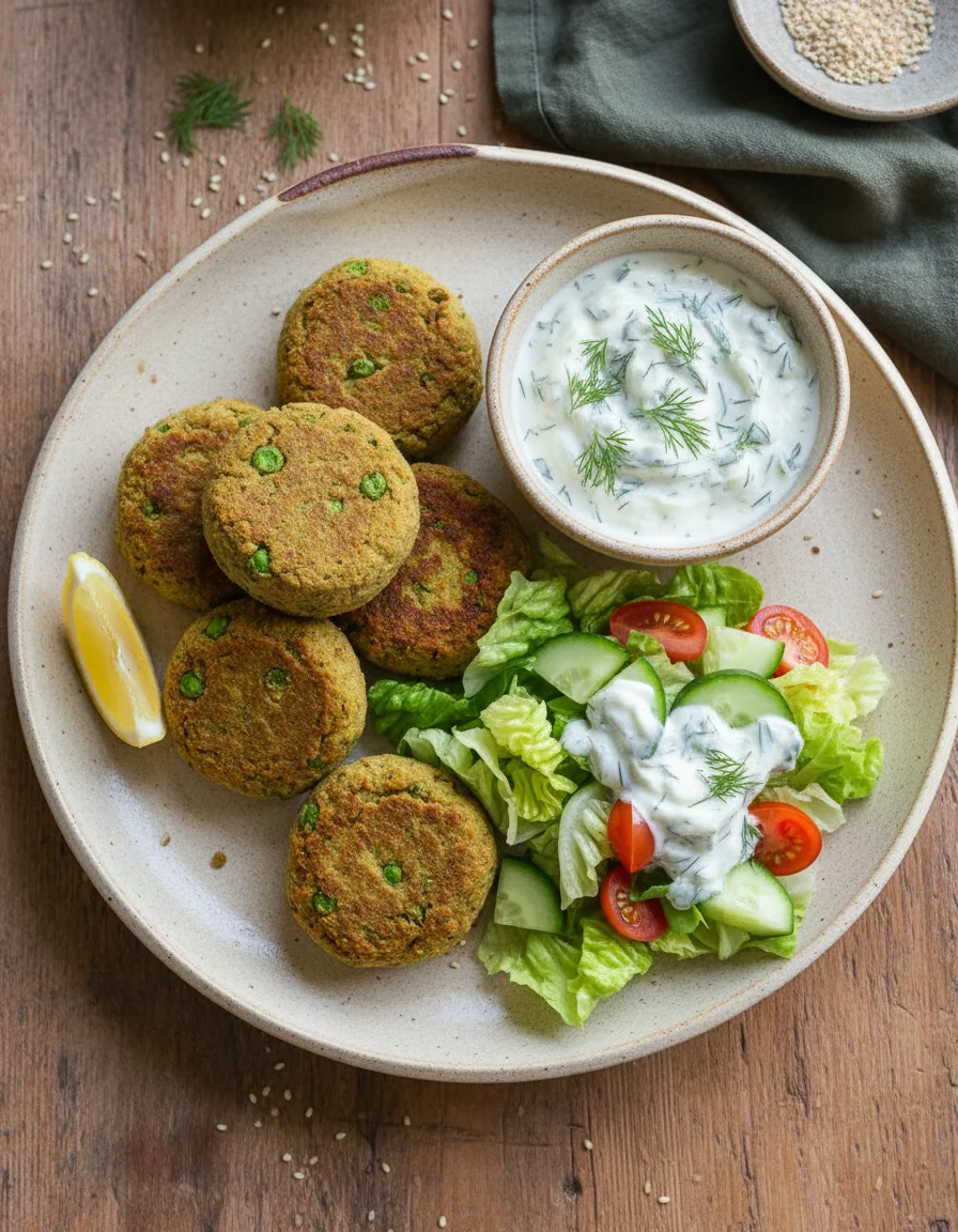 Baked Green Pea & Chickpea Falafels