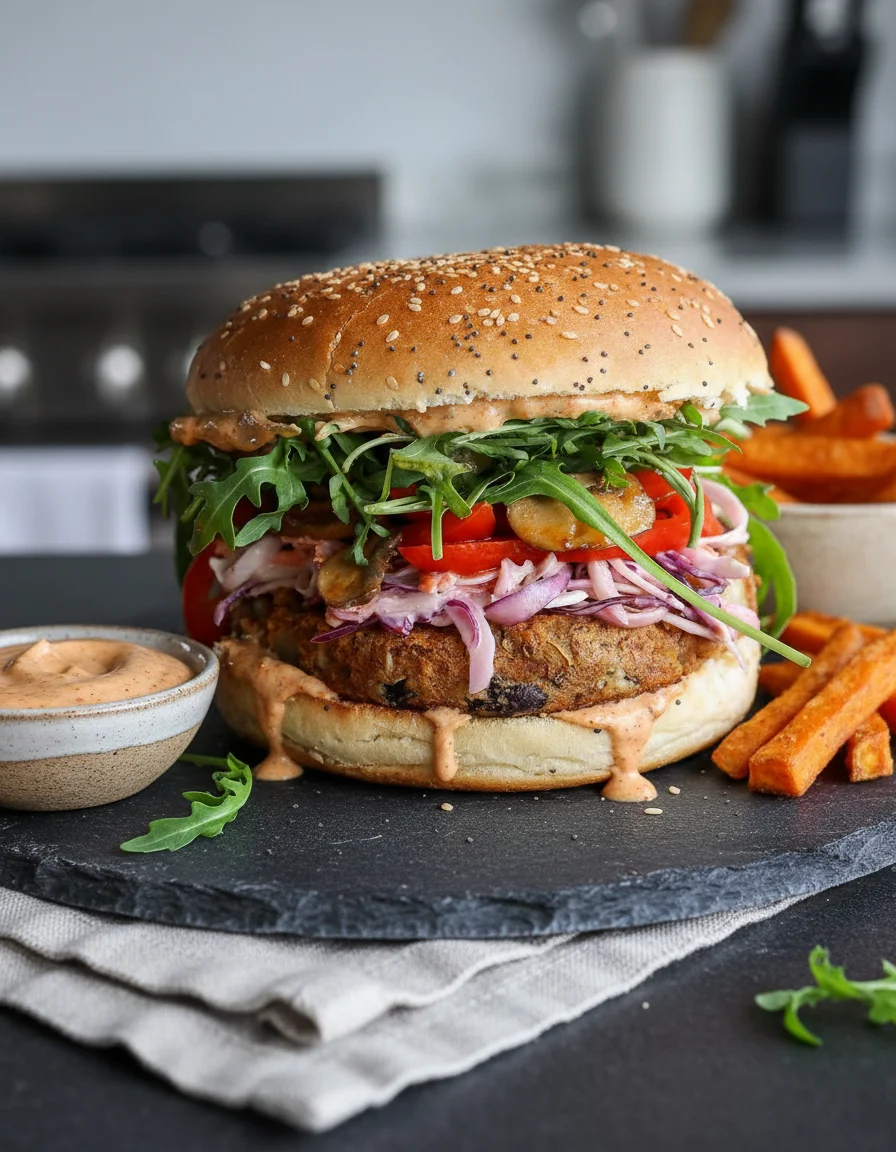 Bean & Oat Burger with Cajun Mayo