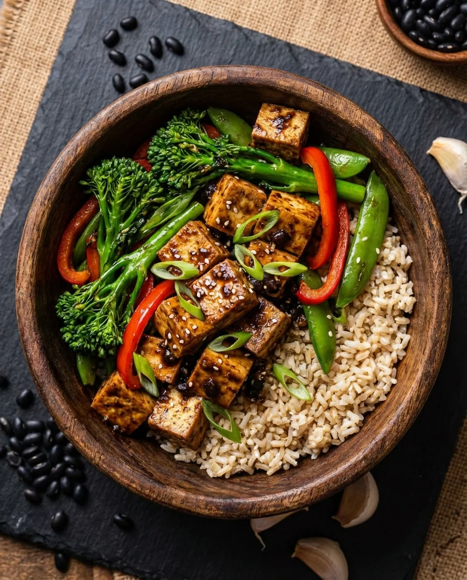 Black Bean Garlic Tofu Bowl