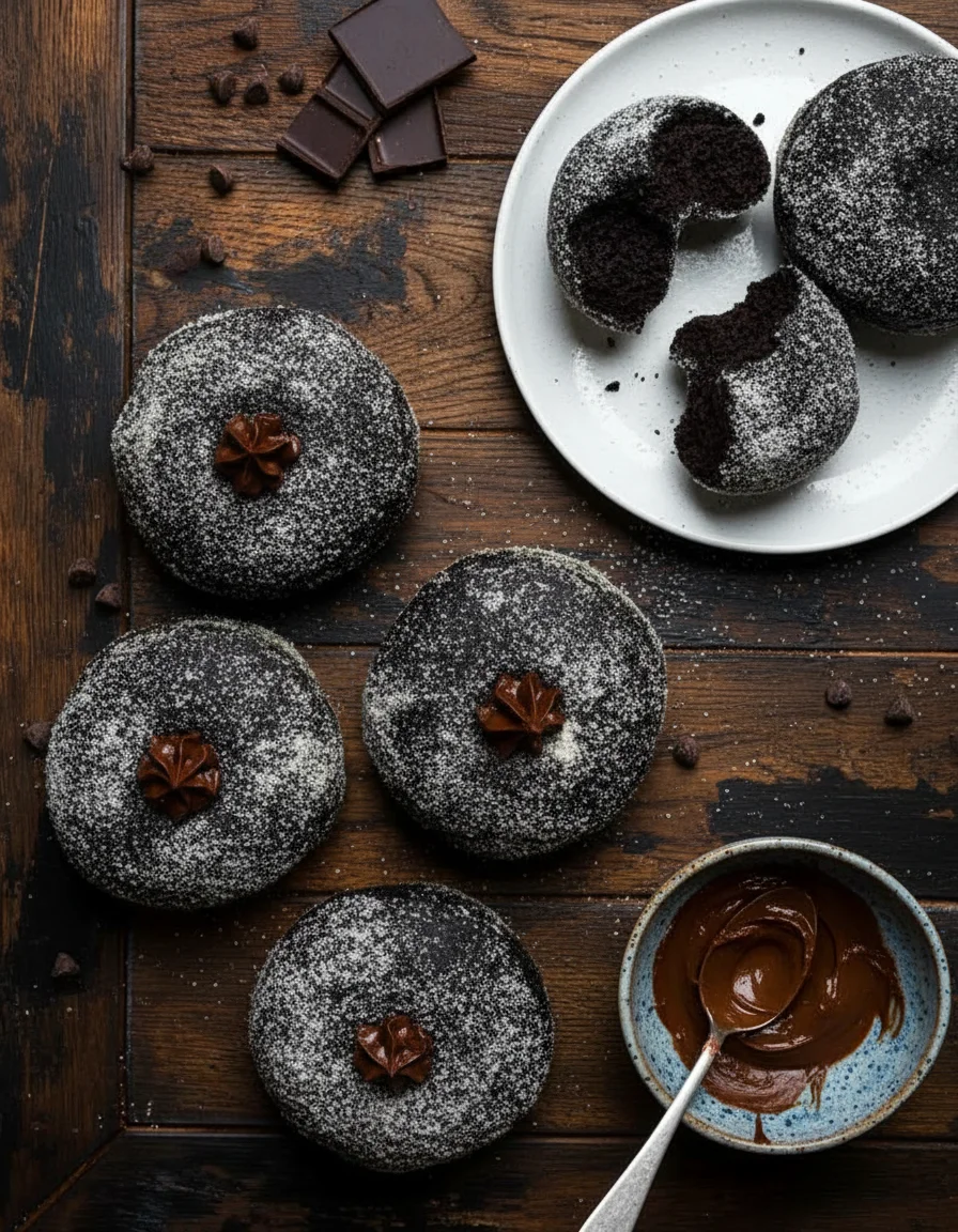 Black Chocolate Brioche Donuts
