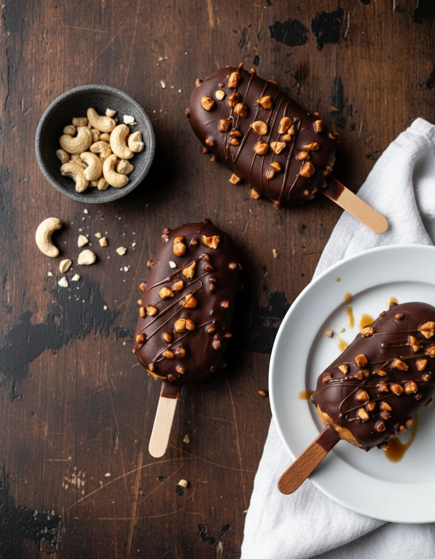 Caramel Cashew Ice Cream Pops