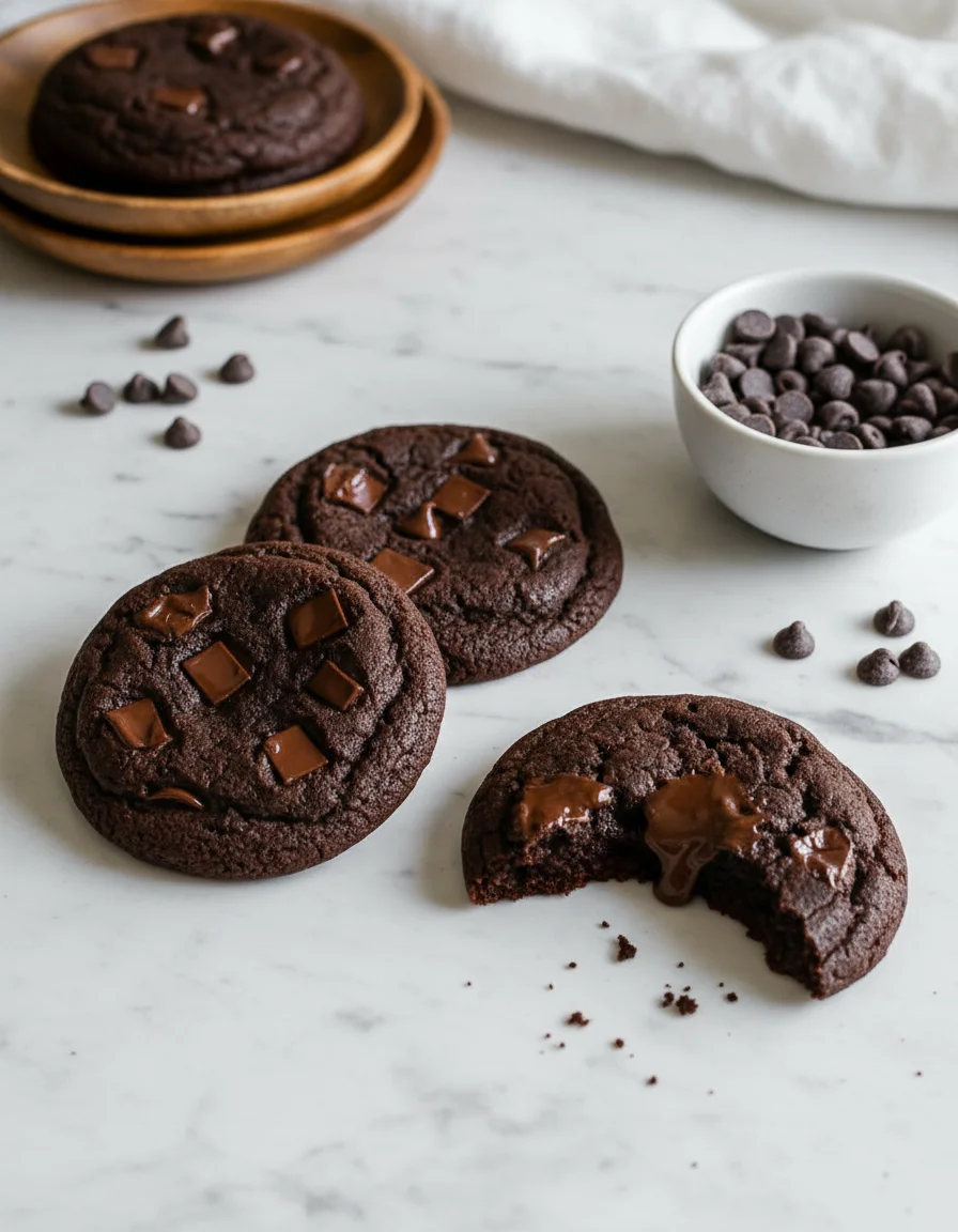Chewy Double Chocolate Chip Cookies
