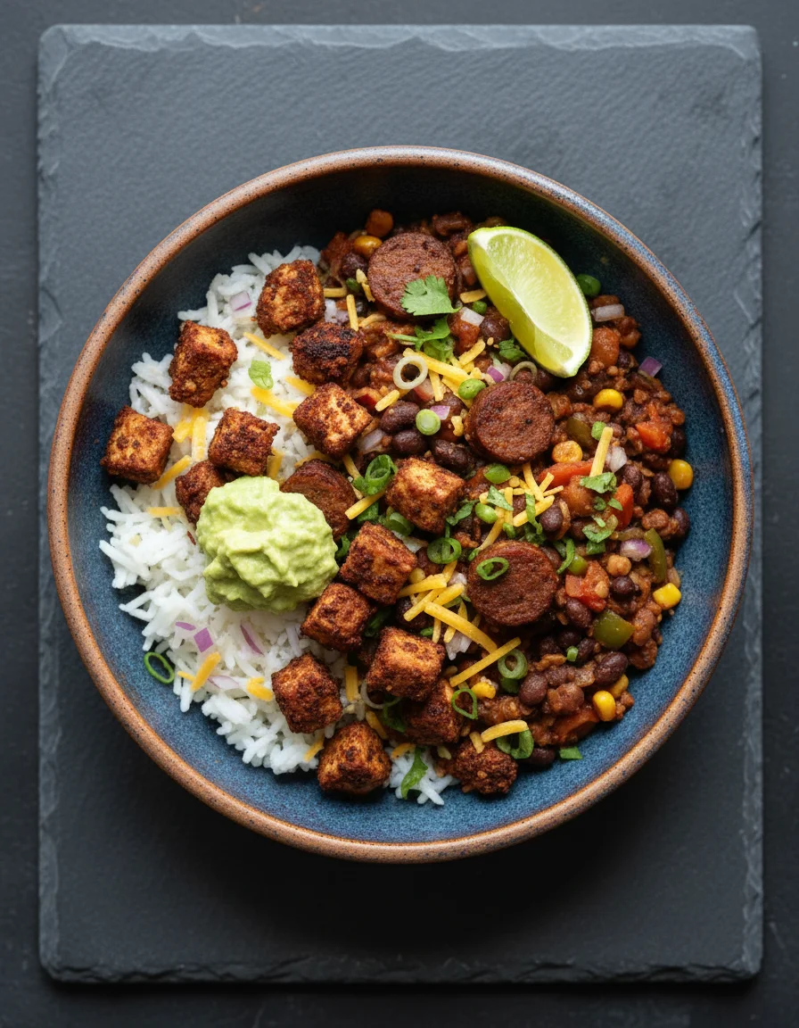 Smoky Chorizo Tofu Burrito Bowl