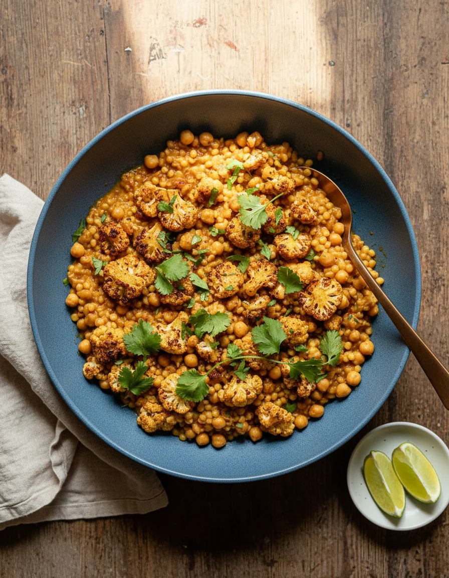 Creamy Coconut Couscous with Roasted Cauliflower & Chickpeas