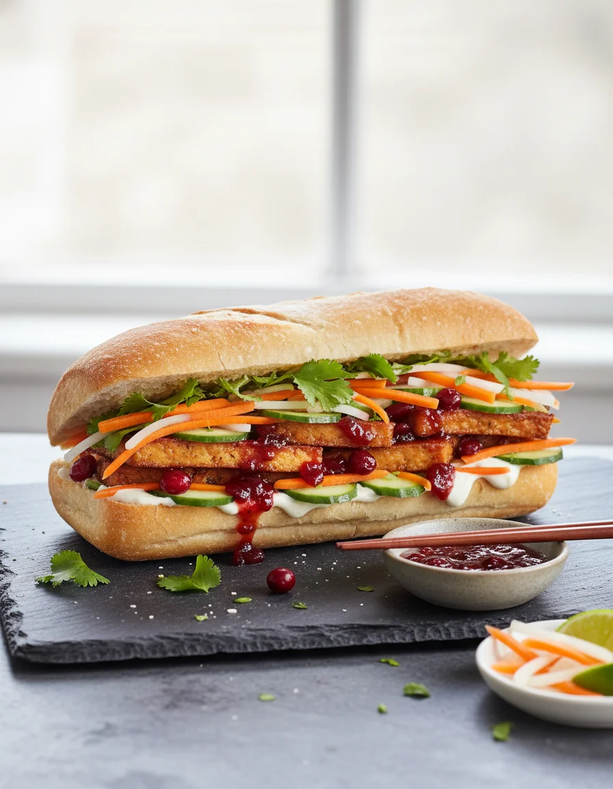 Cranberry Glazed Tofu Banh Mi