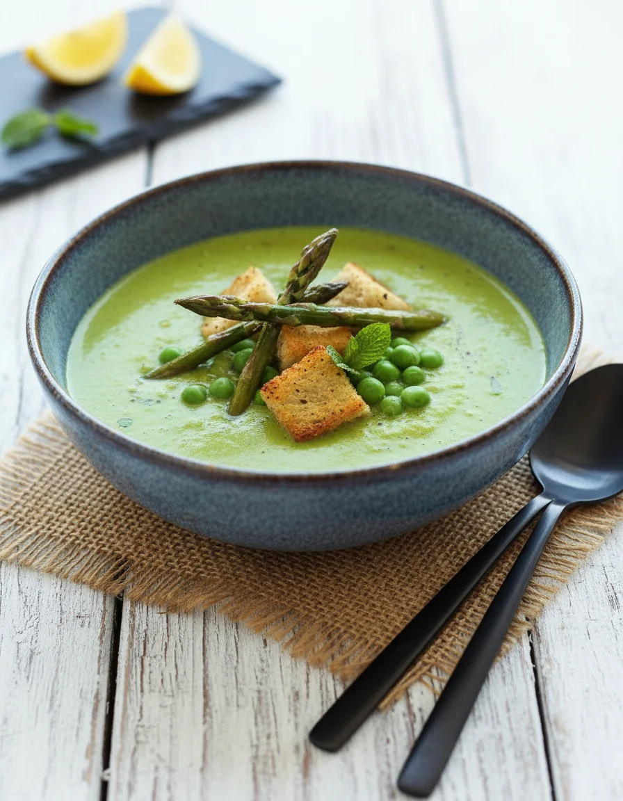 Creamy Asparagus Pea Soup