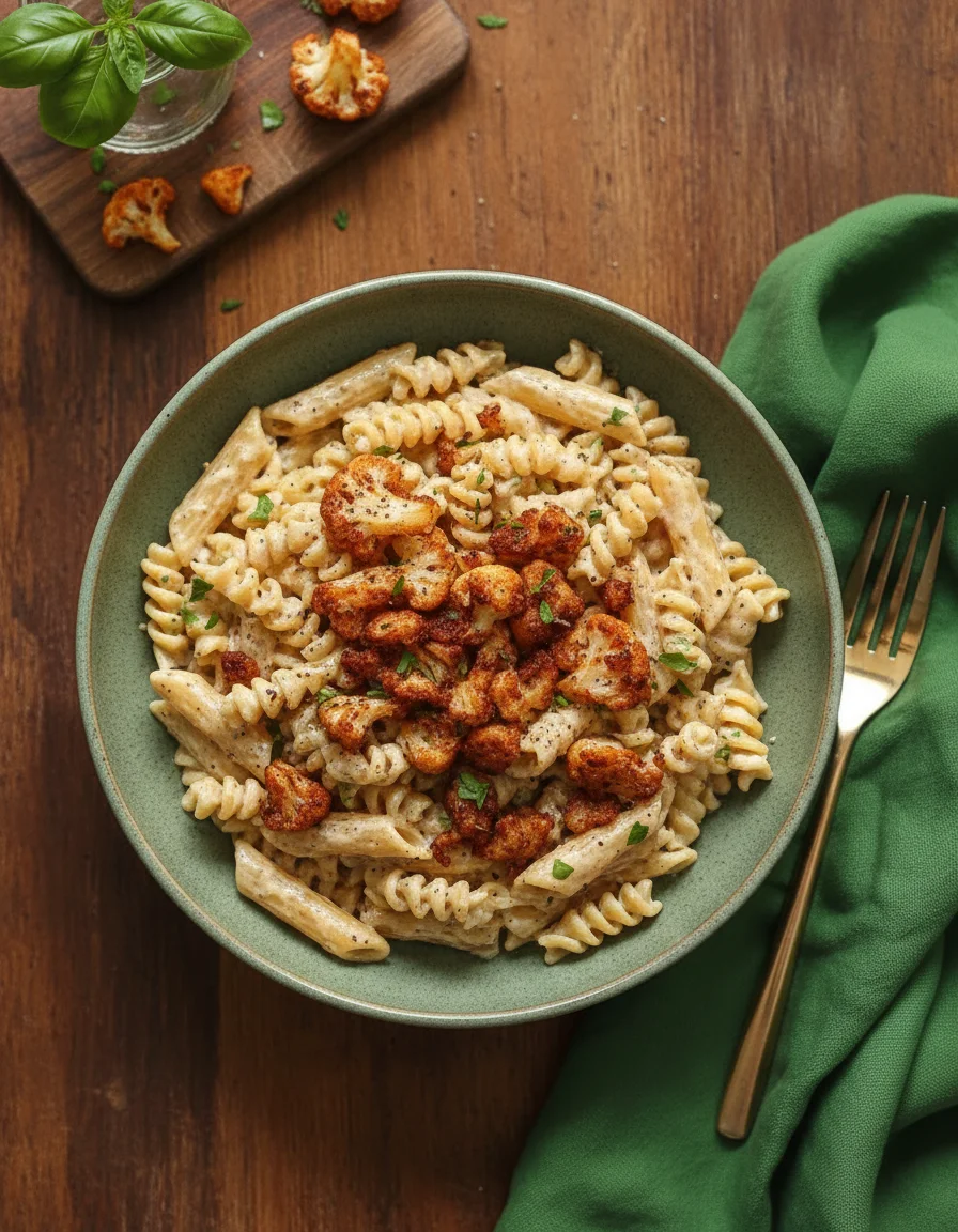 Creamy Garlic Cajun Cauliflower Pasta