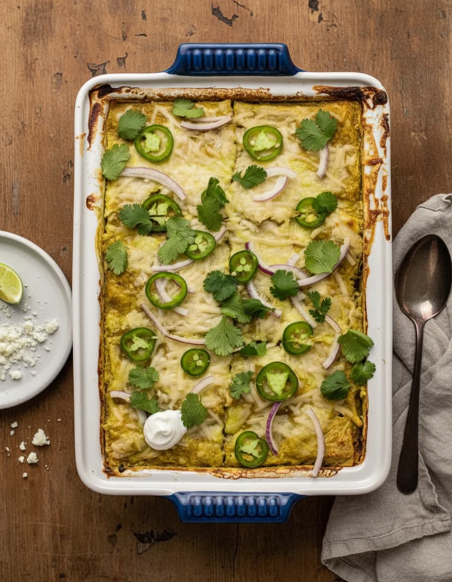 Creamy Green Enchilada Casserole