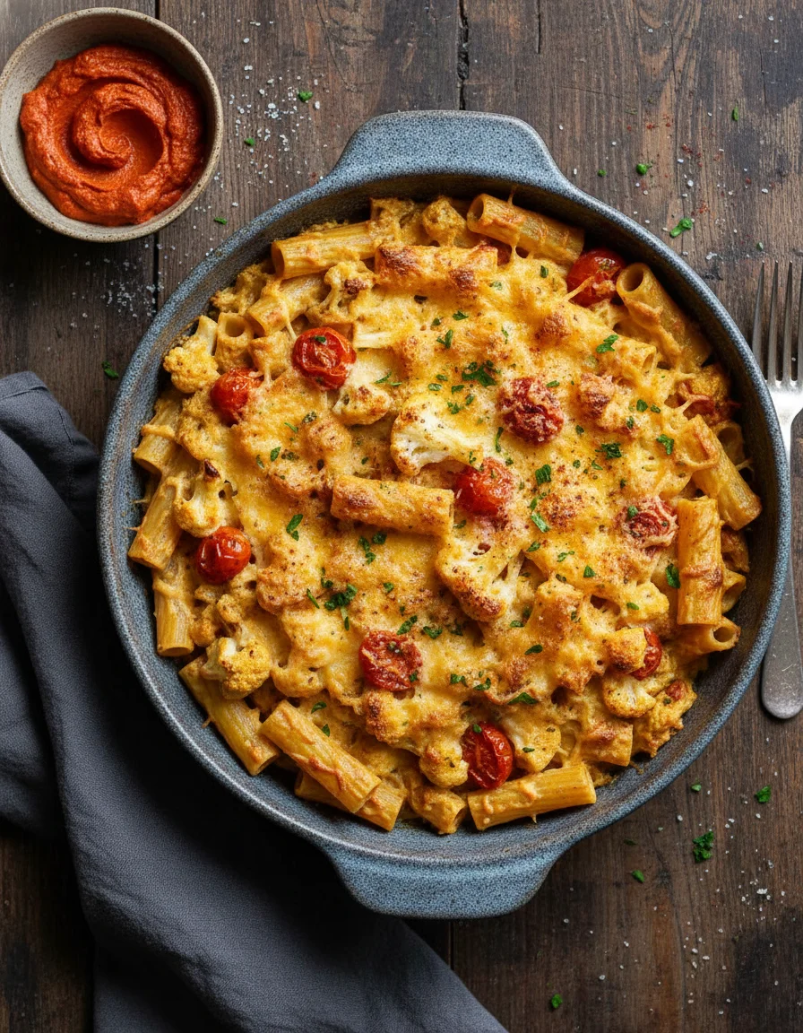 Creamy Hummus Pasta Bake