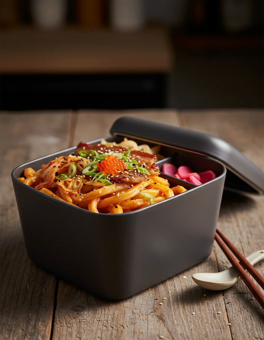 Creamy Kimchi Udon Noodles To-Go