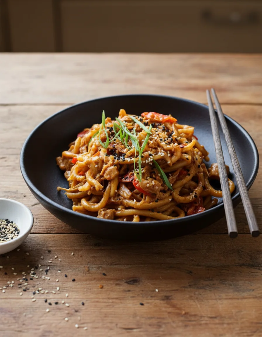 Creamy Peanut Butter Jackfruit Noodles