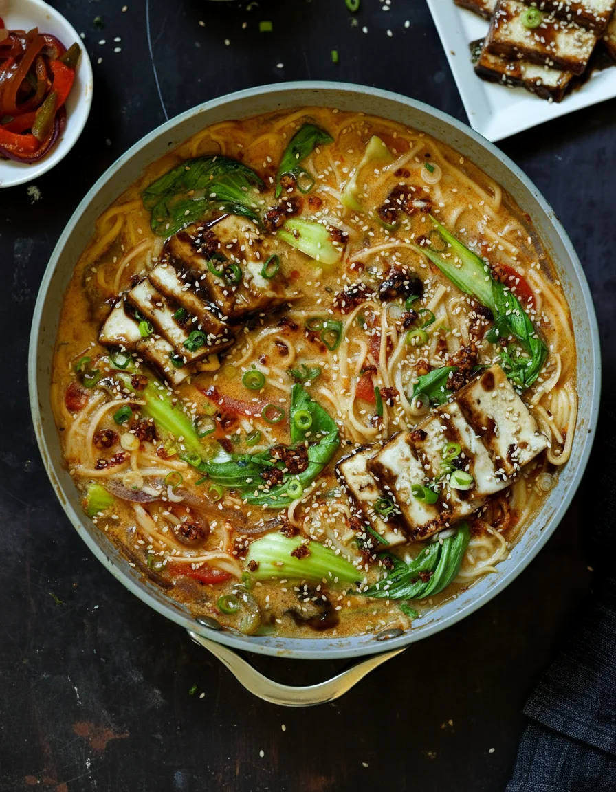 Creamy Tahini Ramen with Teriyaki Tofu