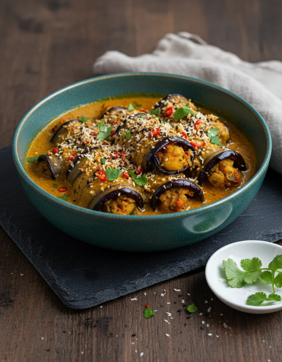 Curried Aubergine Rolls