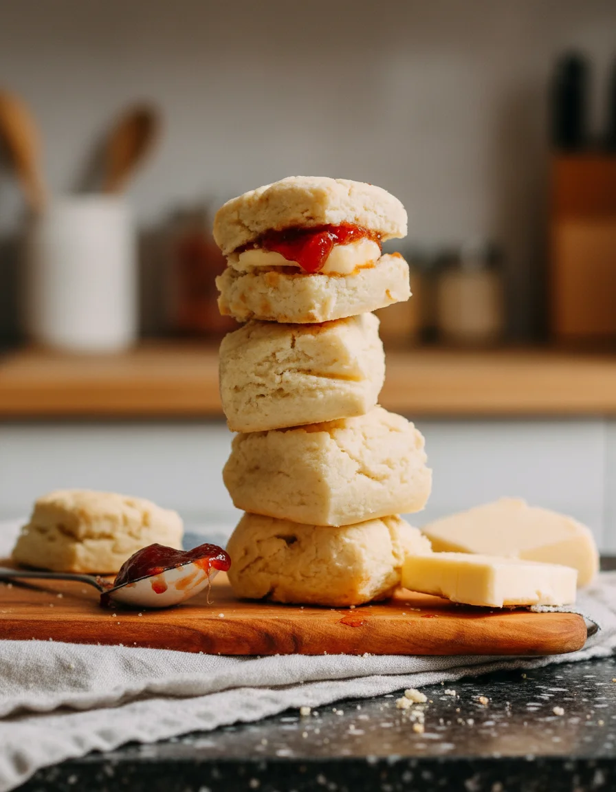Easy Vegan Gluten-Free Biscuits made with potato starch, almond flour, cornstarch, sea salt, baking powder, organic cane sugar, nutritional yeast, vegan butter, light coconut milk