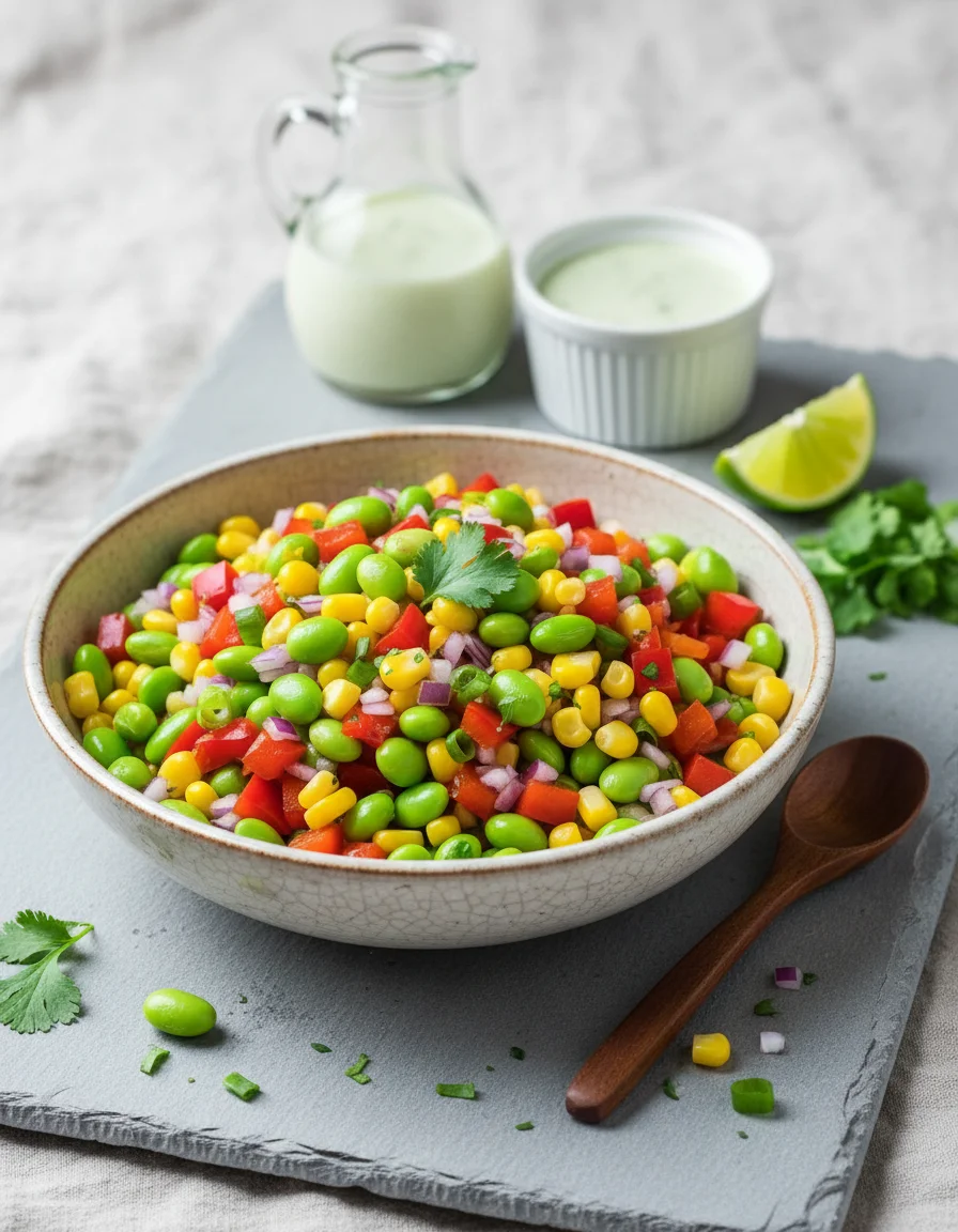 Edamame Salad with Cilantro Lime Dressing