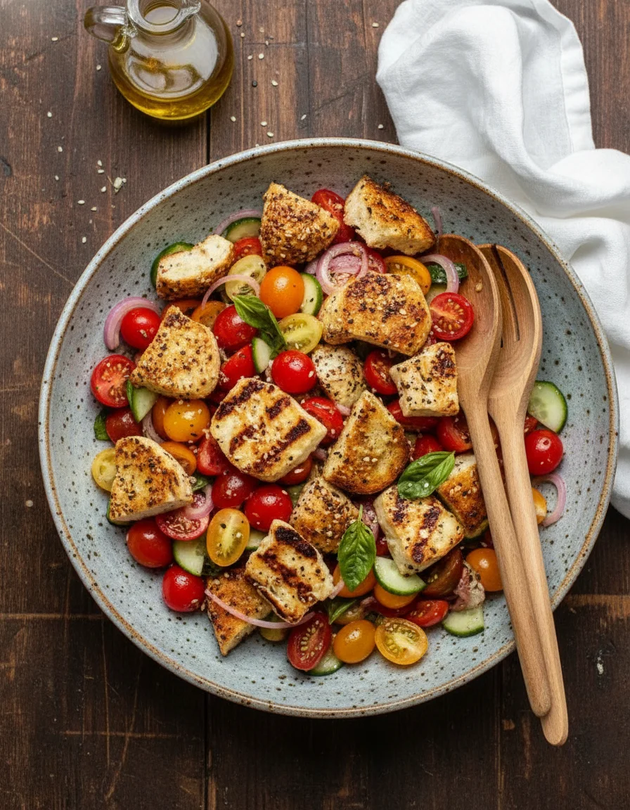 Everything Bagel Panzanella Salad