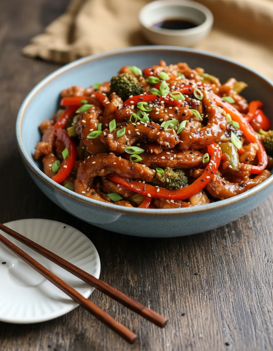 General Tso's Soy Curls Stir-Fry