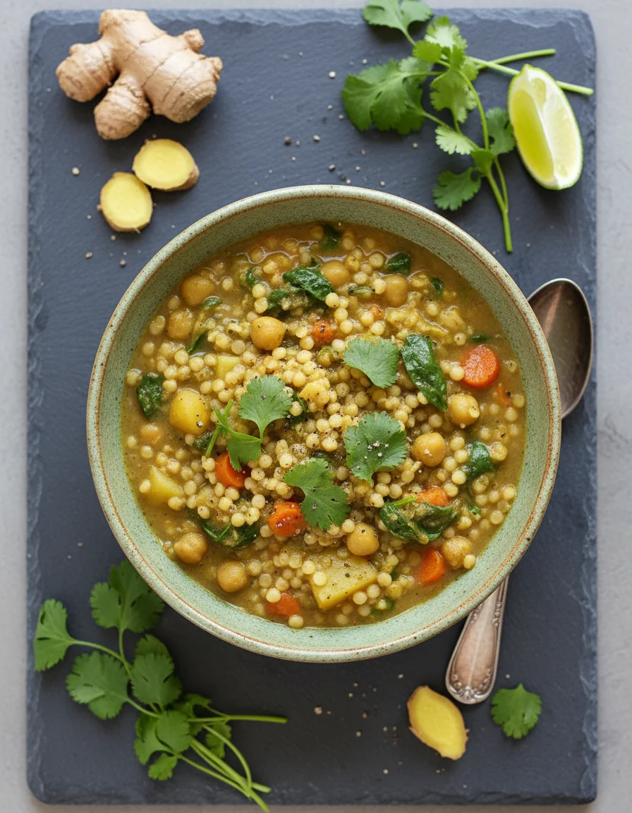 Green Chickpea Curry with Couscous