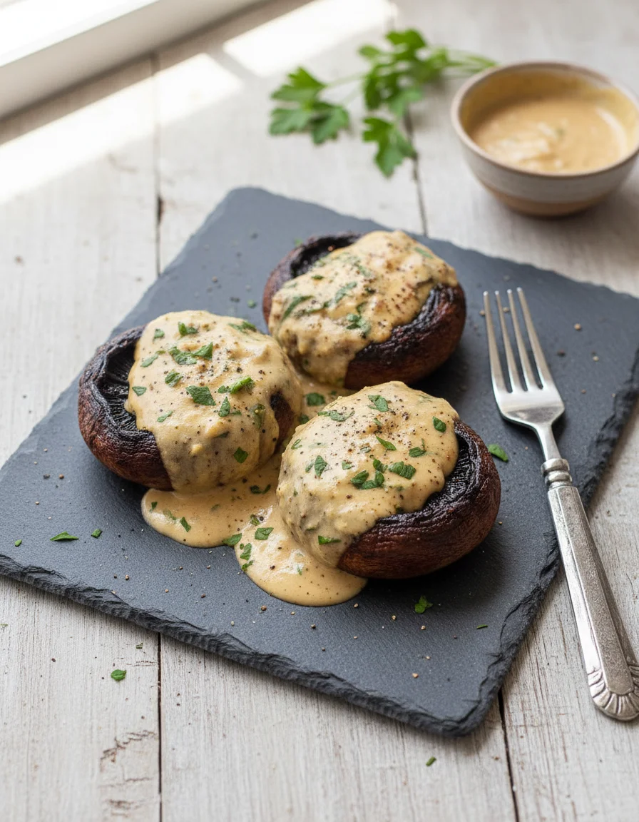 Grilled Portobello with Garlic Sauce