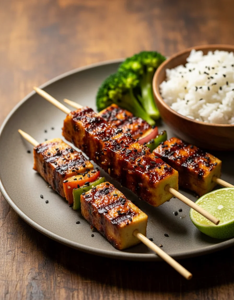 Grilled Sesame Peach Tofu