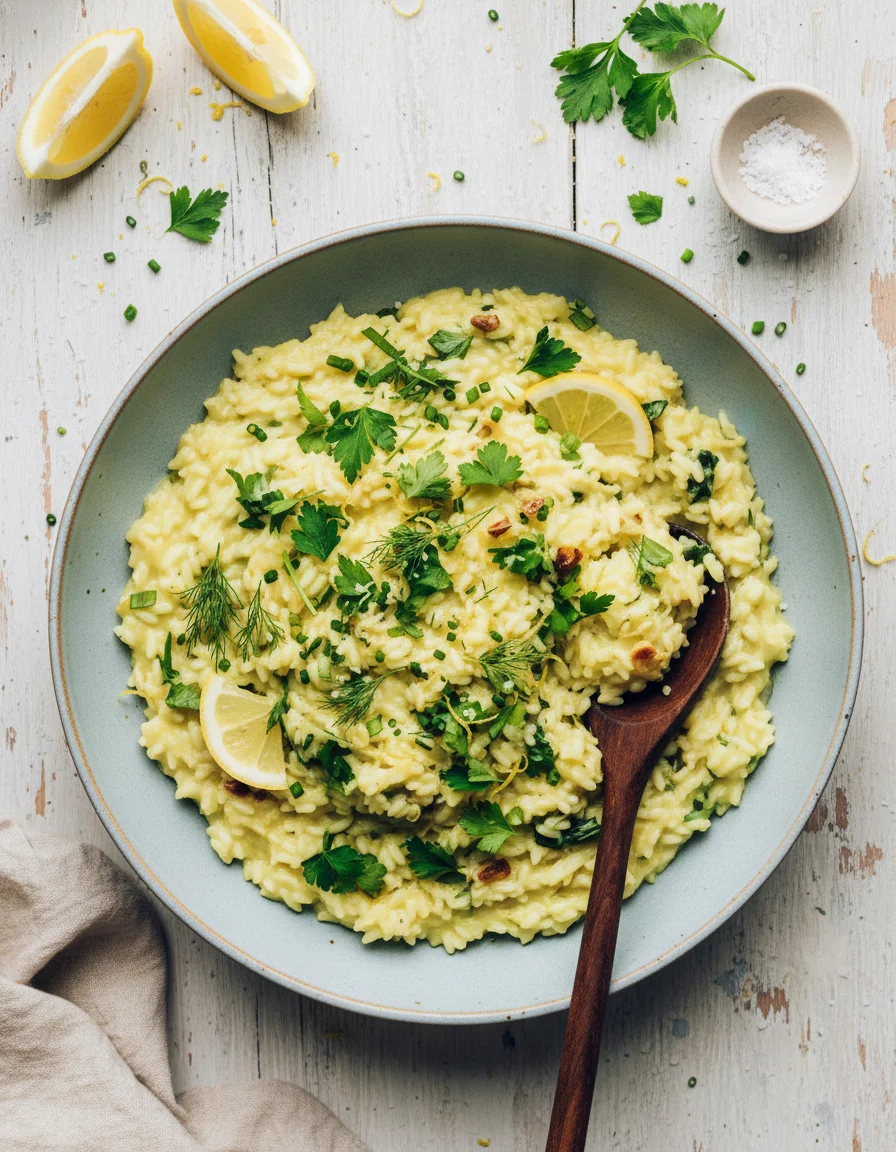 Lemony Risotto with Fresh Herbs & Garlic