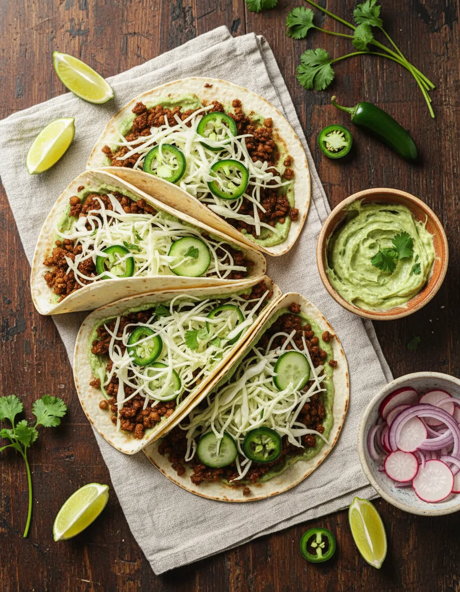 Lentil Tacos with Avocado Crema