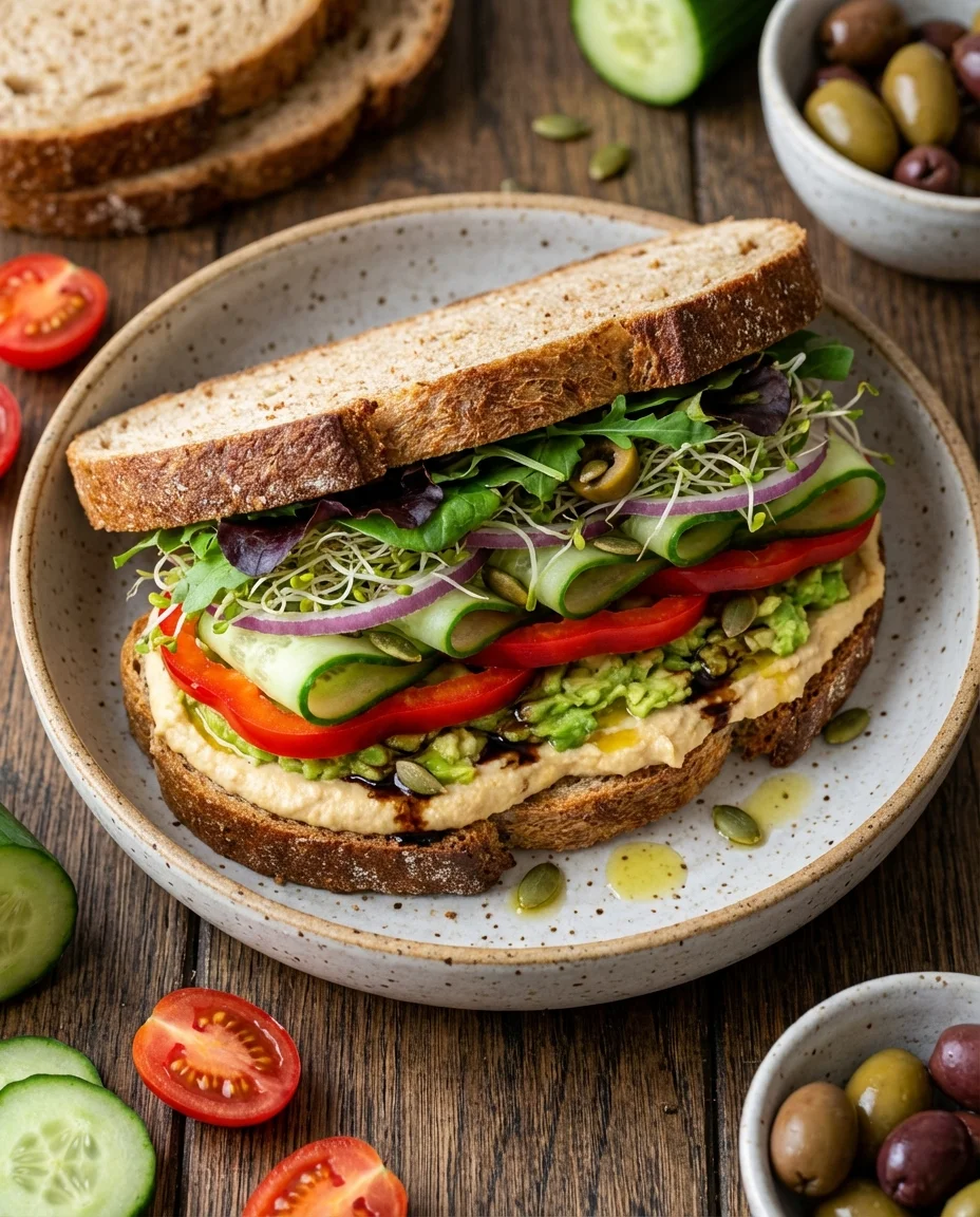 Loaded Avocado Hummus Sandwich