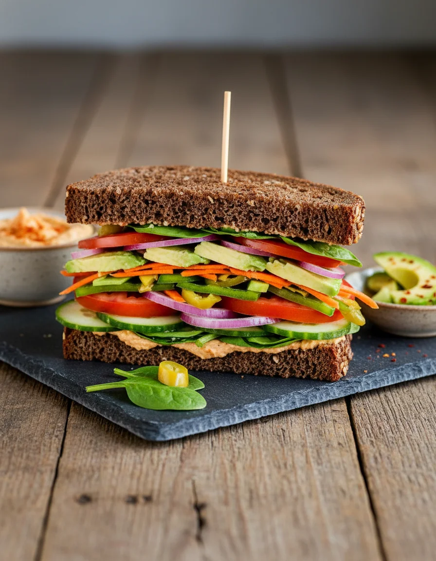 Loaded Avocado Hummus Sandwich