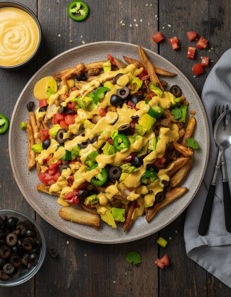 Loaded Potato Nachos with Queso