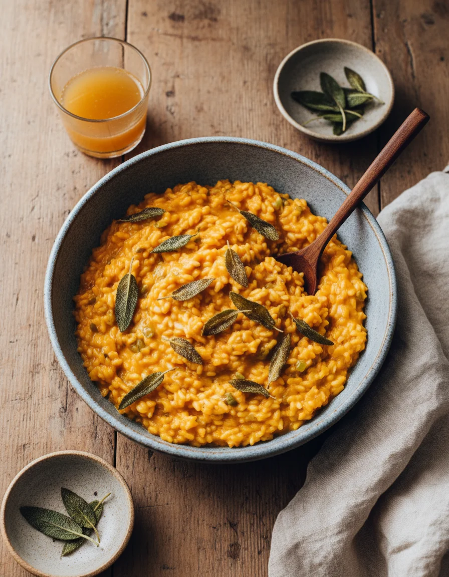 Miso Pumpkin Risotto with Crispy Sage