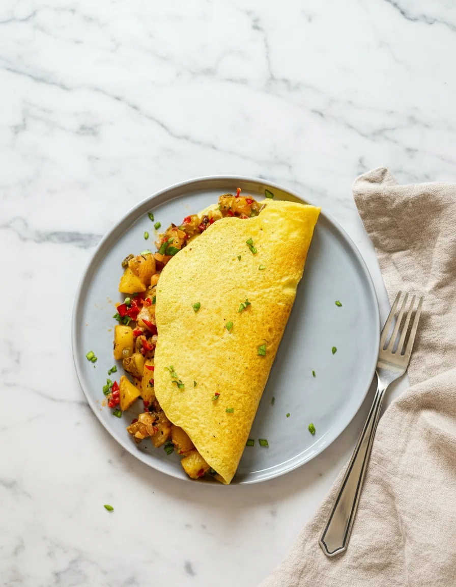 Mung Bean Omelet with Breakfast Potatoes