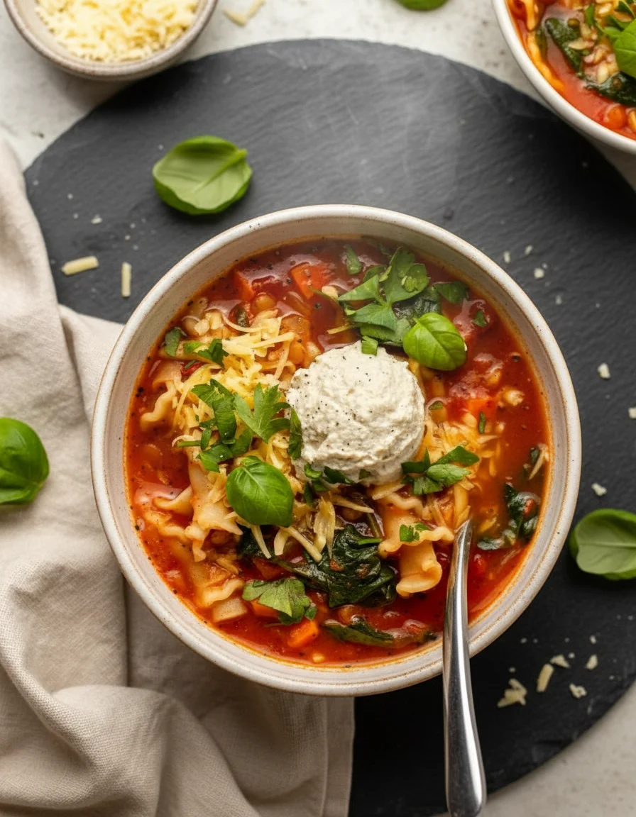 One Pot Vegan Lasagna Soup