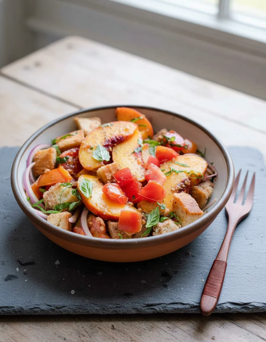 Peach Panzanella Salad