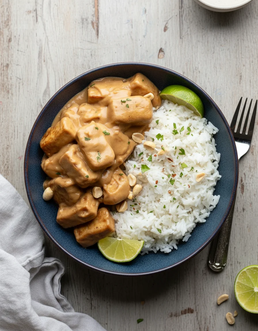 Peanut Tofu with Coconut Rice