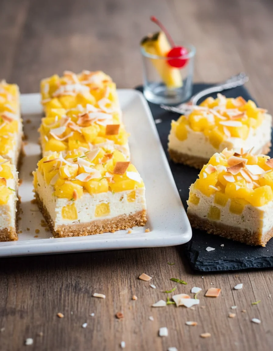 Pina Colada Cheesecake Bars