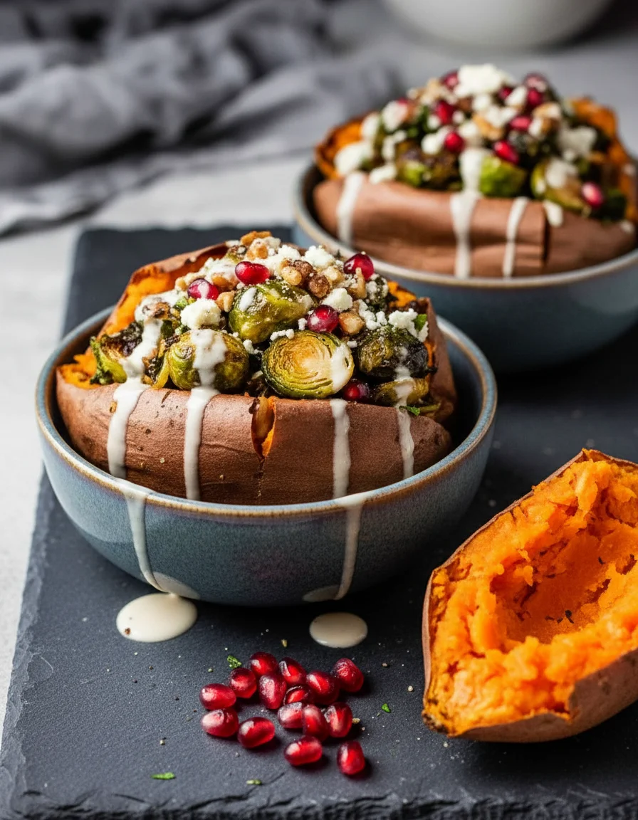 Pomegranate Stuffed Sweet Potatoes
