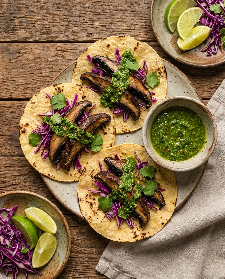 Portobello Mushroom Tacos with Cilantro Chimichurri