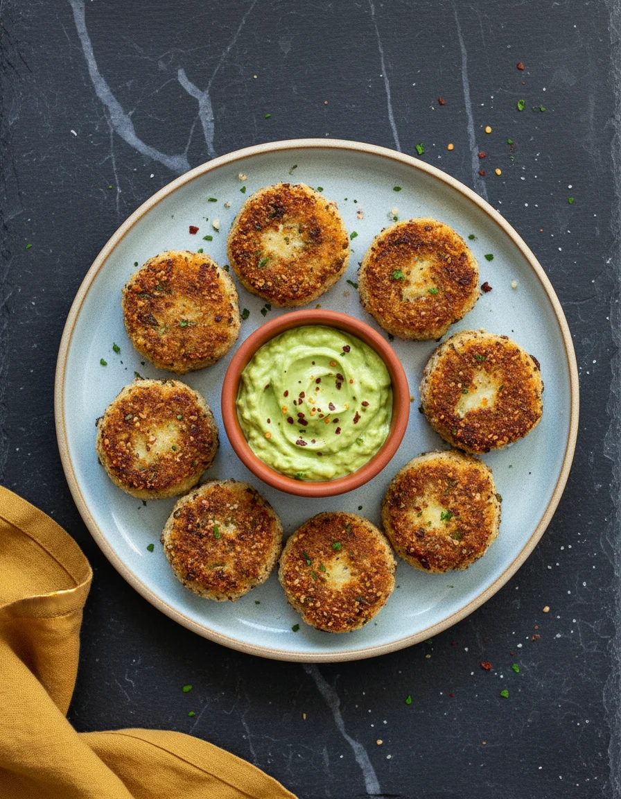 Potato Cauliflower Patties made with potatoes, medium onion, cloves of garlic, jalapeno, cauliflower, carrots, oregano, basil, chives, salt, black pepper, flax egg, breadcrumbs