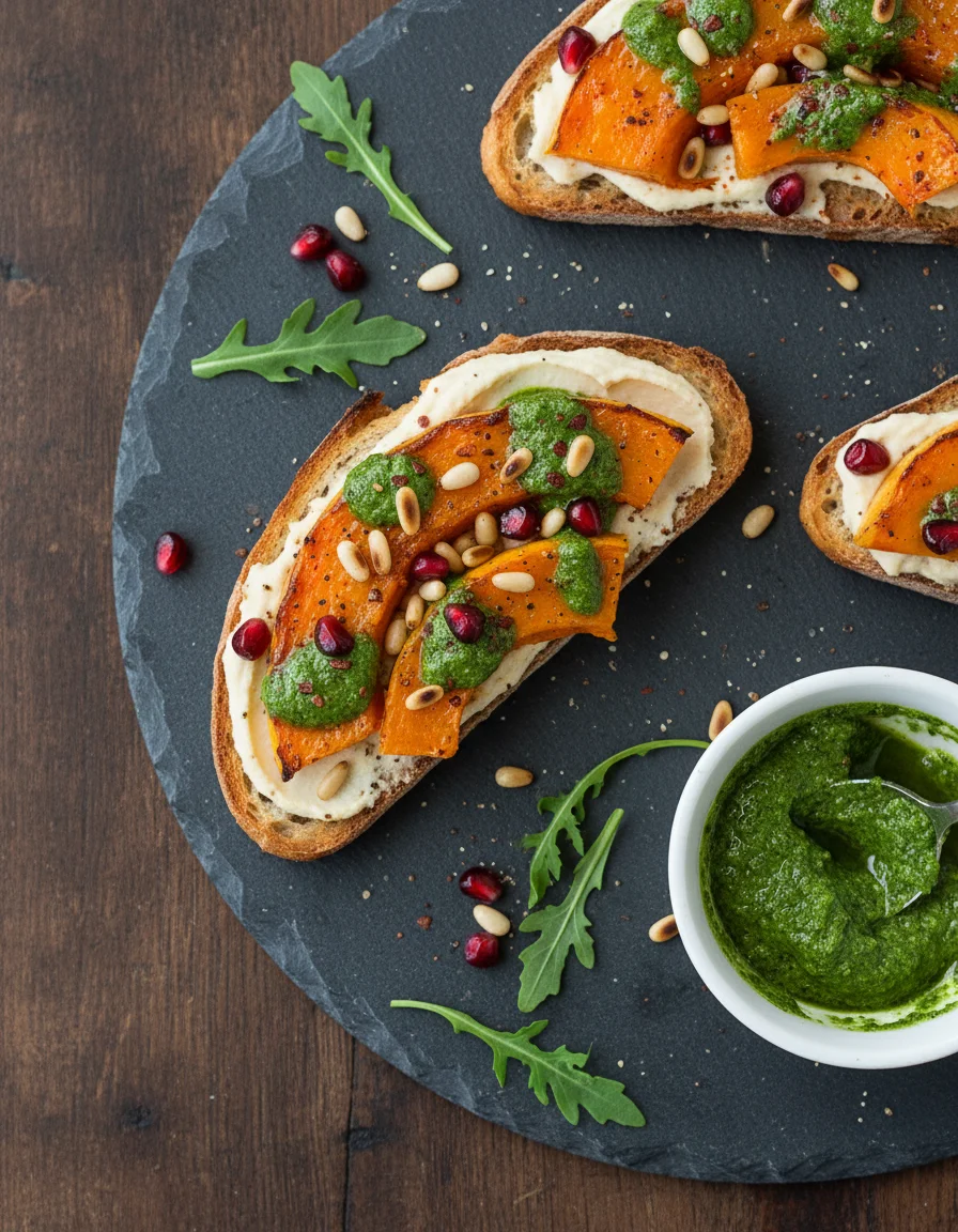 Pumpkin Crostini with Rocket Pesto