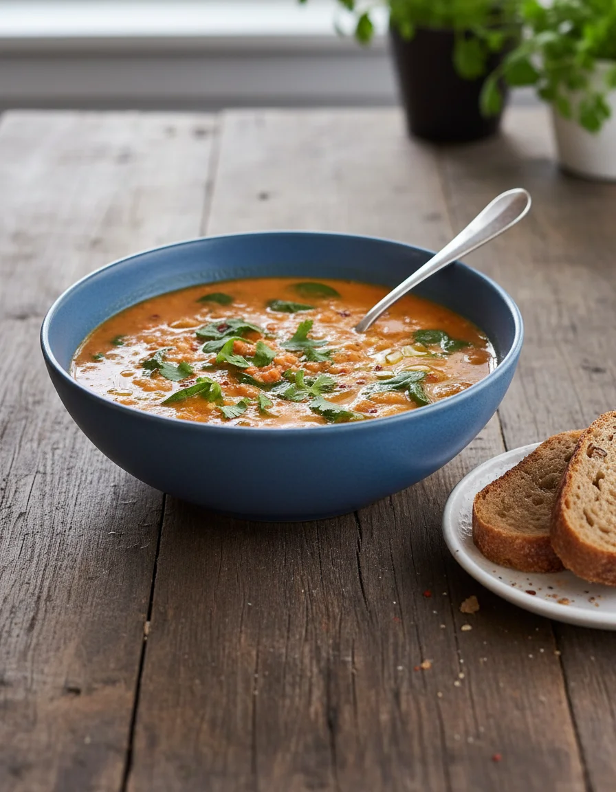 Red Lentil Spinach Soup