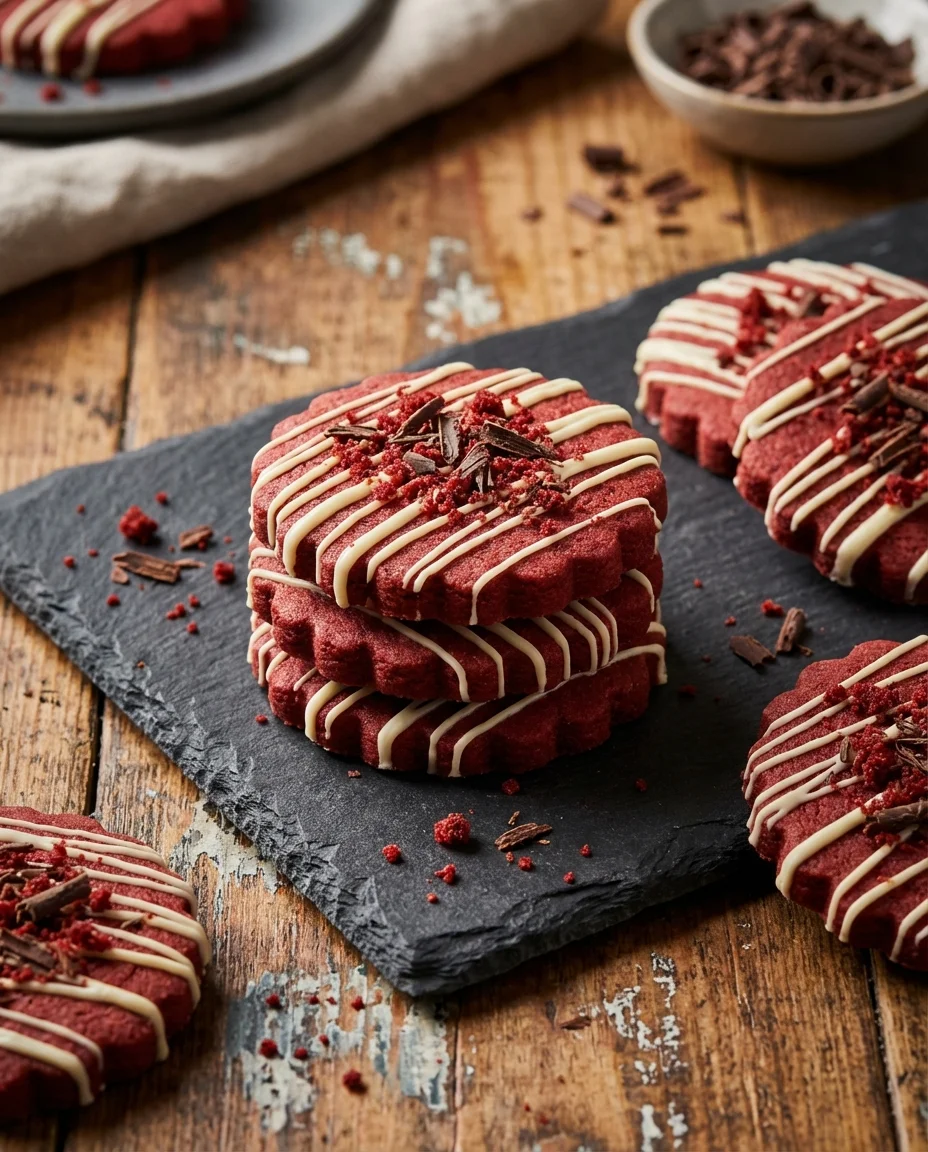 Red Velvet Shortbread Cookies