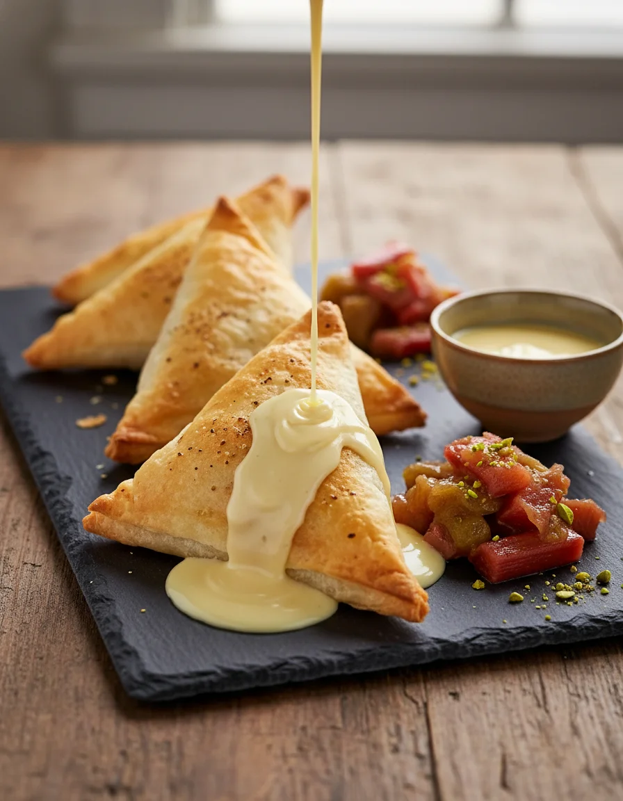 Rhubarb Custard Samosas