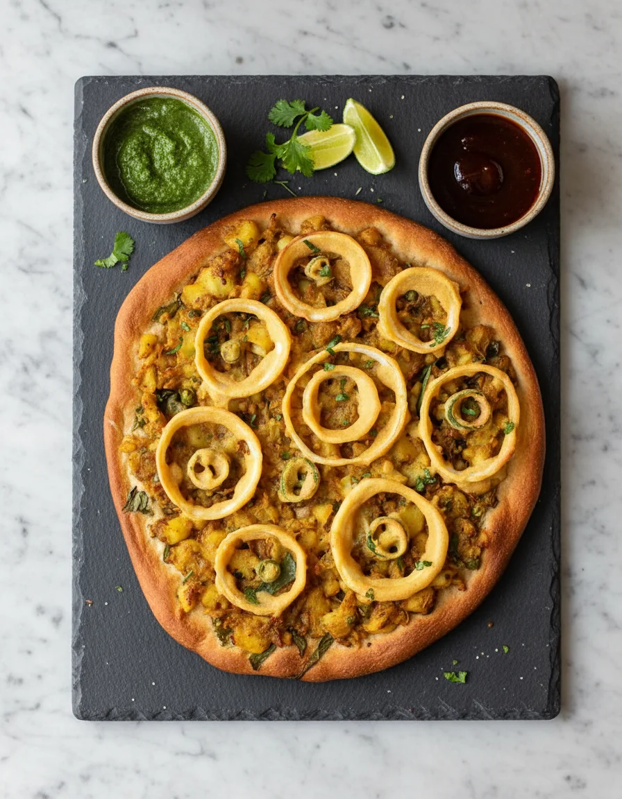 Samosa Onion Bhajji Pizza
