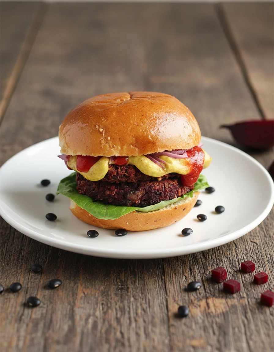 Smoky Black Bean Beet Burgers