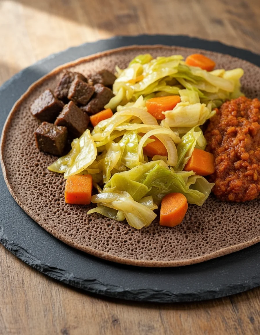 Sourdough Injera and Cabbage Stew