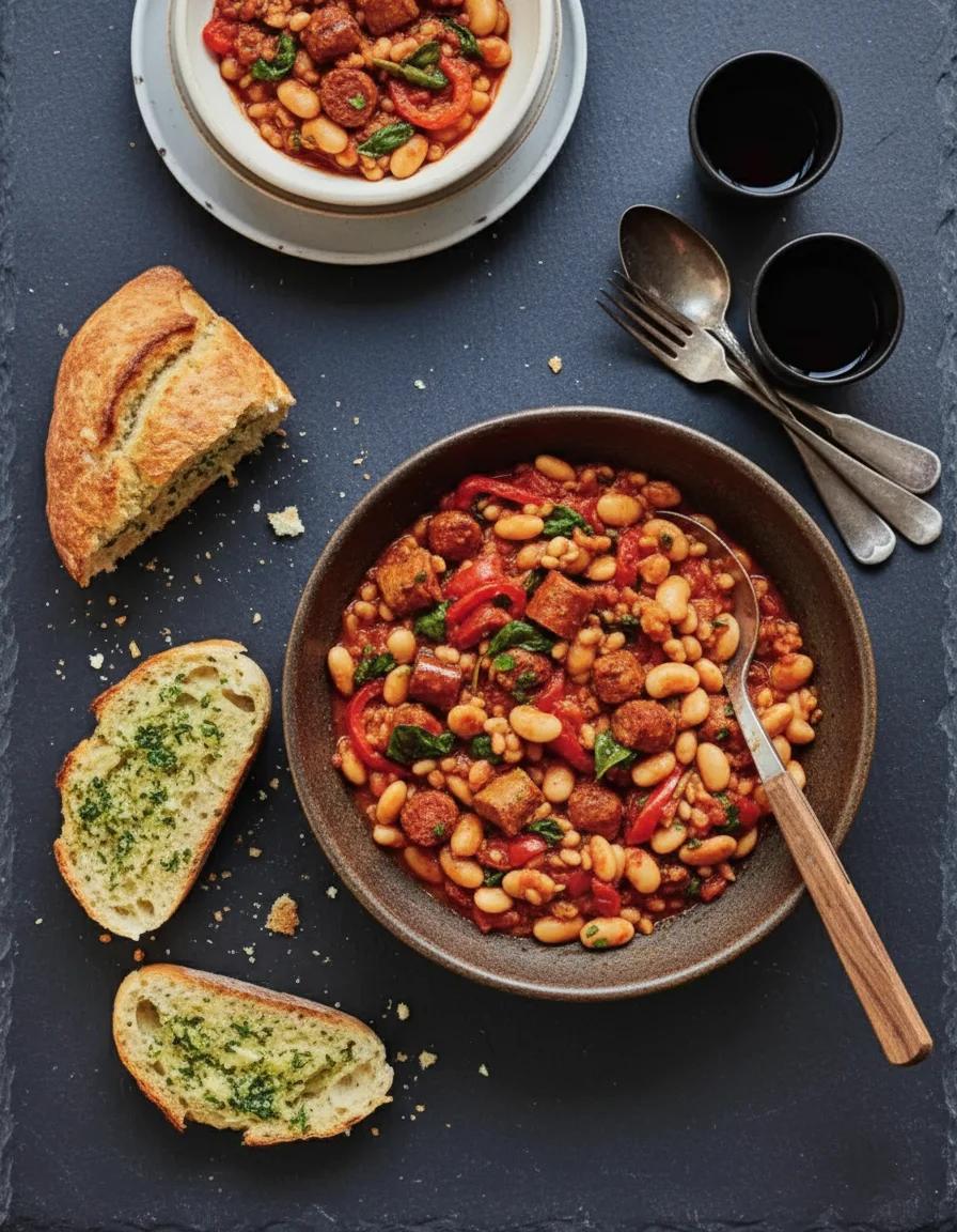 Spanish Stew with Garlic Loaf