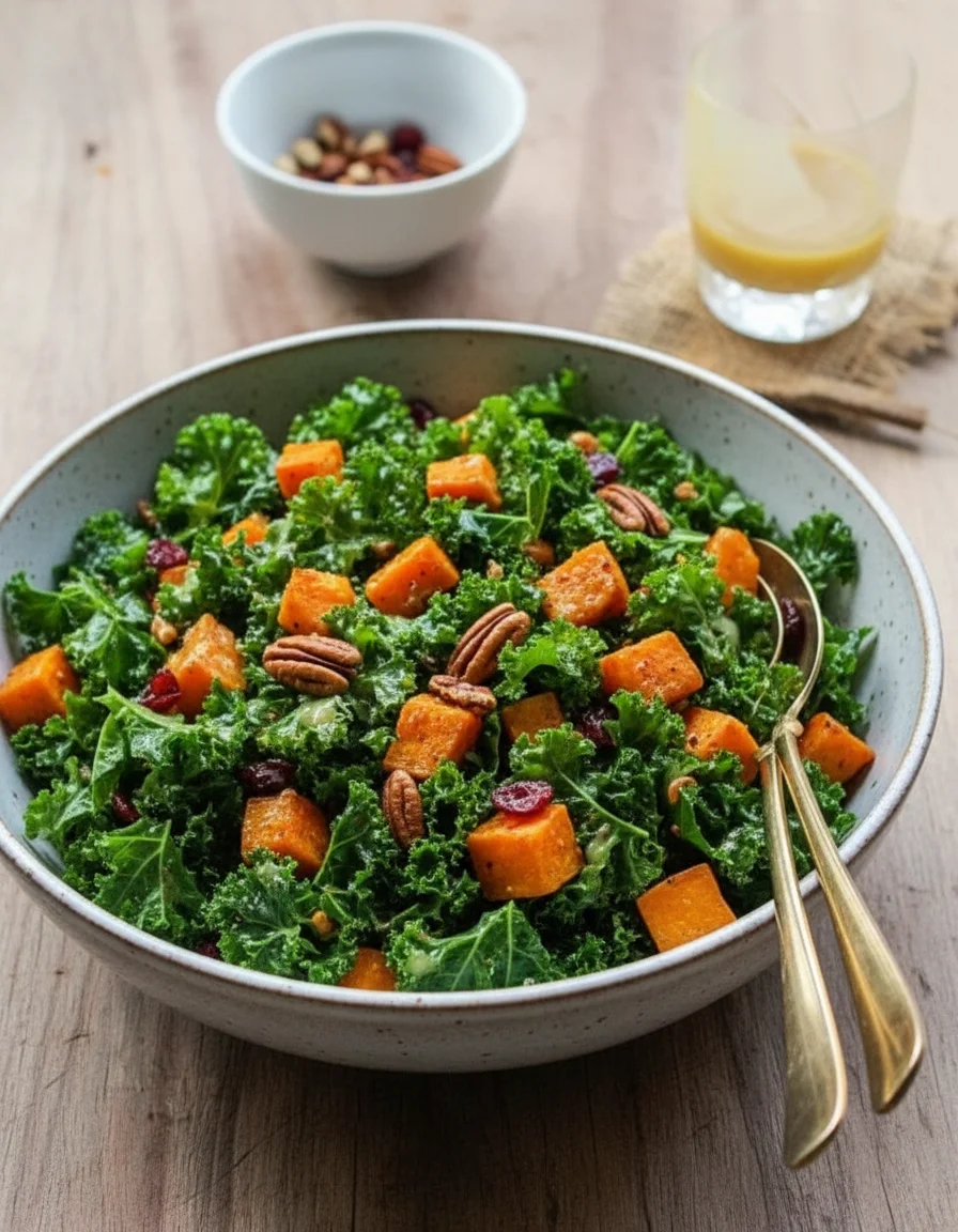 Spicy Roasted Sweet Potato Kale Salad