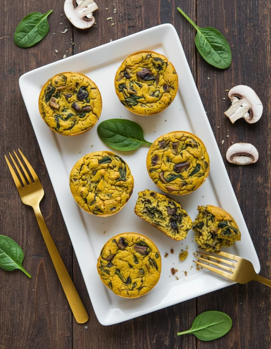 Vegan Spinach Mushroom Quiches